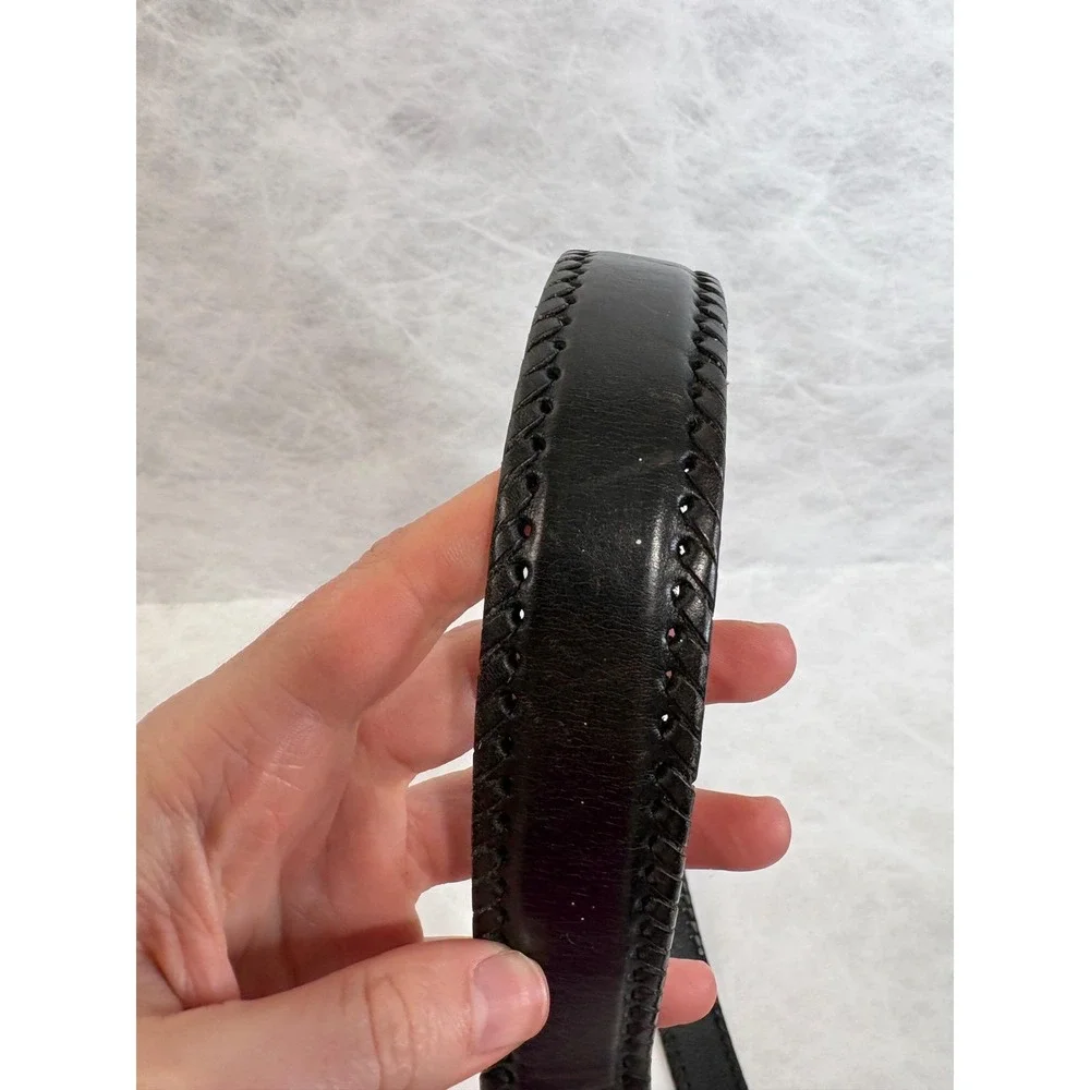 Billy Belts Vintage Mens 36 Black Full‎ Grain Leather Whipstitch Belt 1203 B